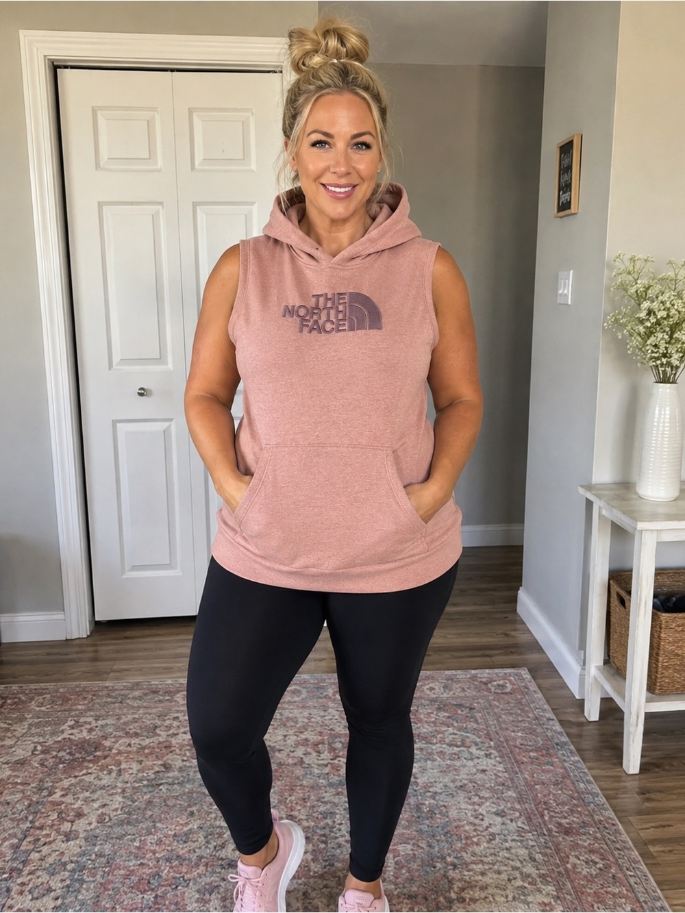 The North Face Women's  large Sleeveless Hoodie - Dusty Rose brown